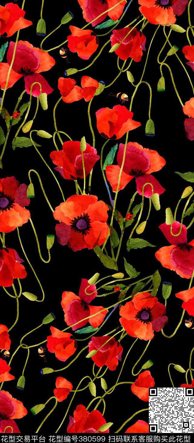 服装花卉植物花卉数码印花华亿平台下载（图片编号: 380599） - 瓦栏（Walan）