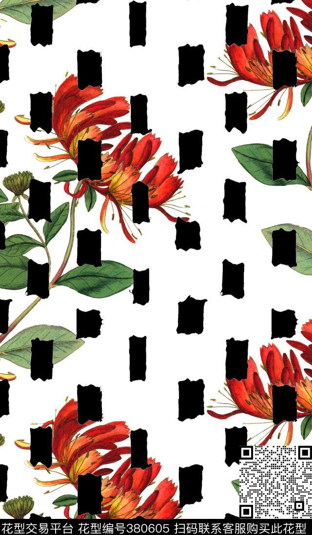 花卉几何植物花卉数码印花华亿平台下载（图片编号: 380605） - 瓦栏（Walan）