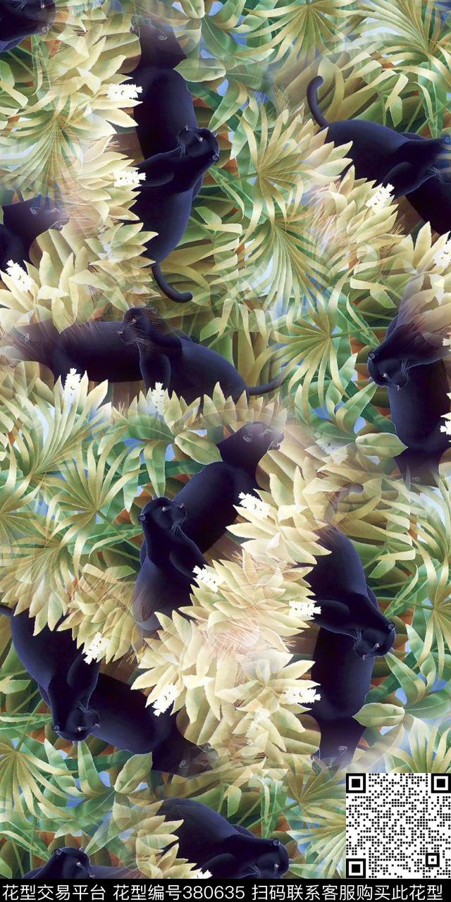 时尚猫动物数码印花华亿平台下载（图片编号: 380635） - 瓦栏（Walan）