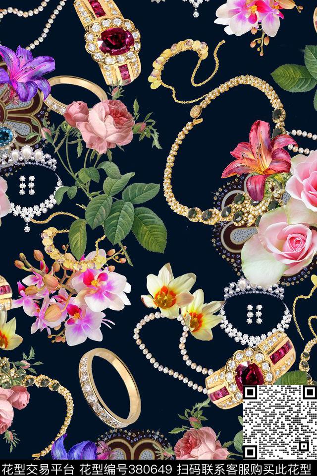 花卉珠宝女装数码印花华亿平台下载（图片编号: 380649） - 瓦栏（Walan）