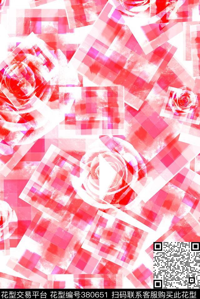 小清新几何花卉数码印花华亿平台下载（图片编号: 380651） - 瓦栏（Walan）