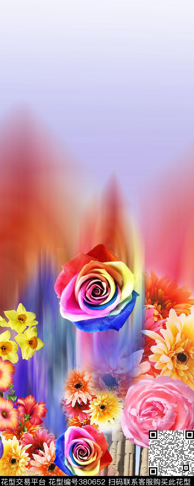 花卉定位女装数码印花华亿平台下载（图片编号: 380652） - 瓦栏（Walan）