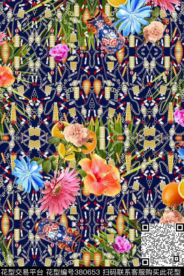 花卉组合趣味数码印花华亿平台下载（图片编号: 380653） - 瓦栏（Walan）