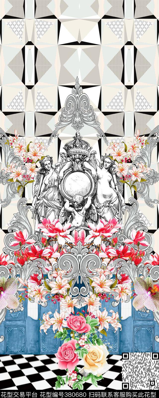 定位几何女装数码印花华亿平台下载（图片编号: 380680） - 瓦栏（Walan）