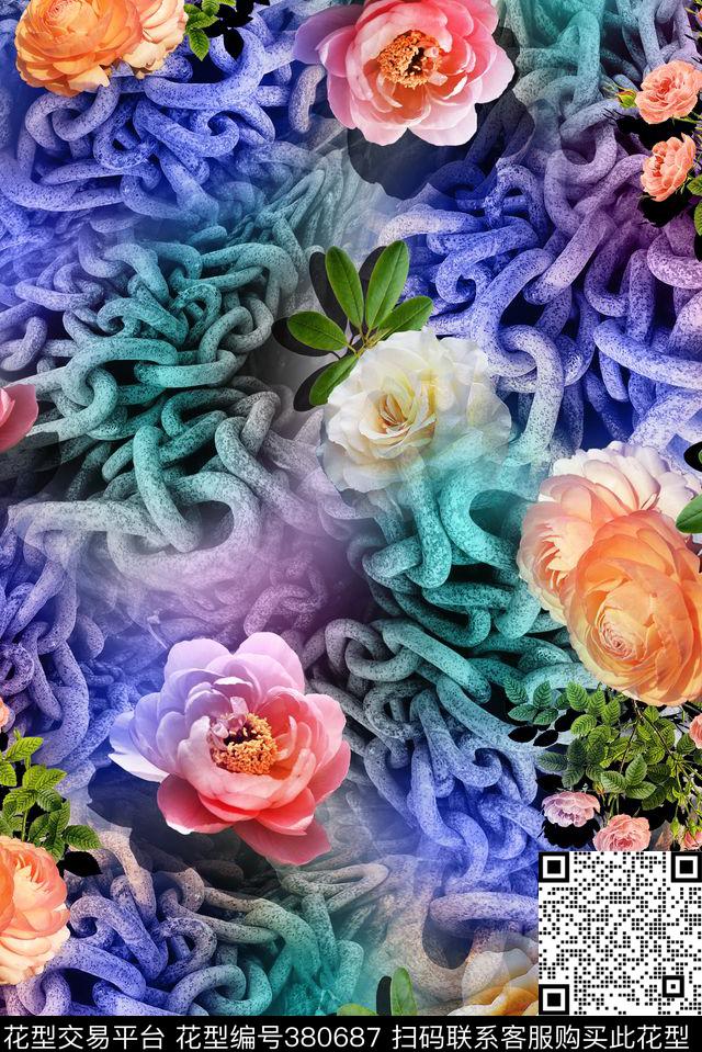 花卉牡丹女装数码印花华亿平台下载（图片编号: 380687） - 瓦栏（Walan）