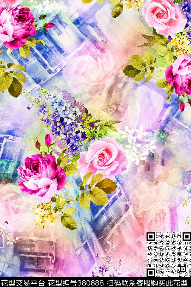 花卉春夏女装数码印花华亿平台下载（图片编号: 380688） - 瓦栏（Walan）
