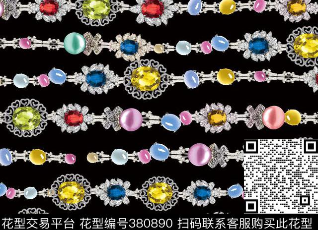 珠宝横条黑底数码印花华亿平台下载（图片编号: 380890） - 瓦栏（Walan）