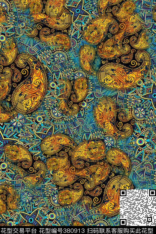 波西米亚佩斯丽抽象数码印花华亿平台下载（图片编号: 380913） - 瓦栏（Walan）