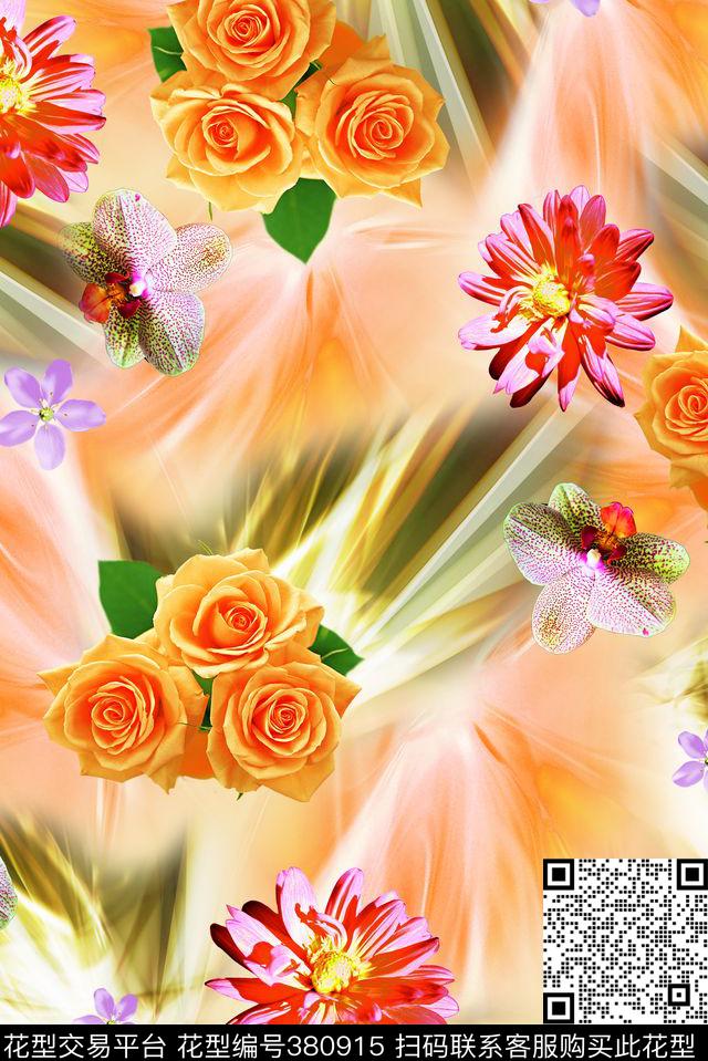 花卉泳装抽象数码印花华亿平台下载（图片编号: 380915） - 瓦栏（Walan）