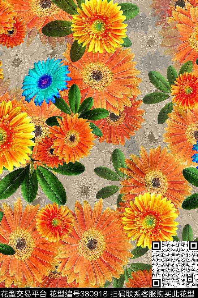 花卉菊花春夏数码印花华亿平台下载（图片编号: 380918） - 瓦栏（Walan）
