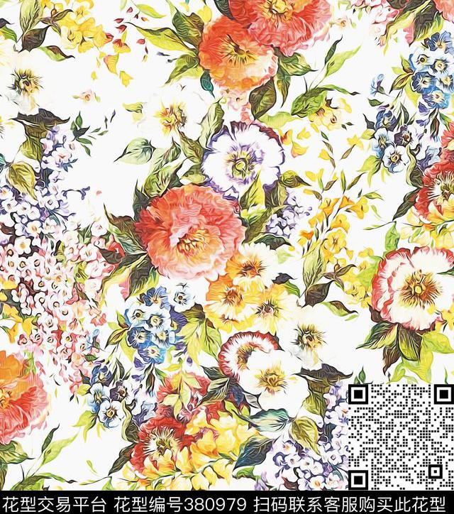花卉牡丹数码印花华亿平台下载（图片编号: 380979） - 瓦栏（Walan）