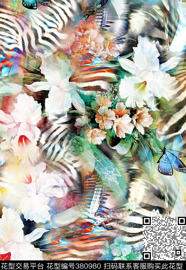 动物纹花卉斑马纹数码印花华亿平台下载（图片编号: 380980） - 瓦栏（Walan）