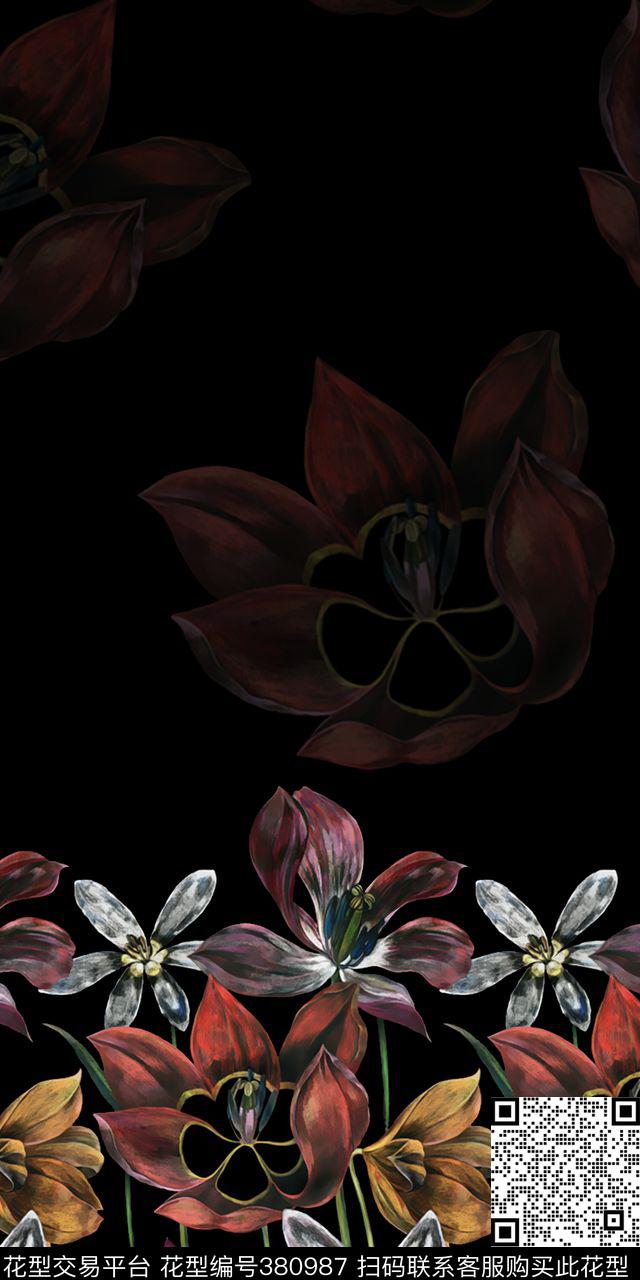 老年花定位花数码印花华亿平台下载（图片编号: 380987） - 瓦栏（Walan）