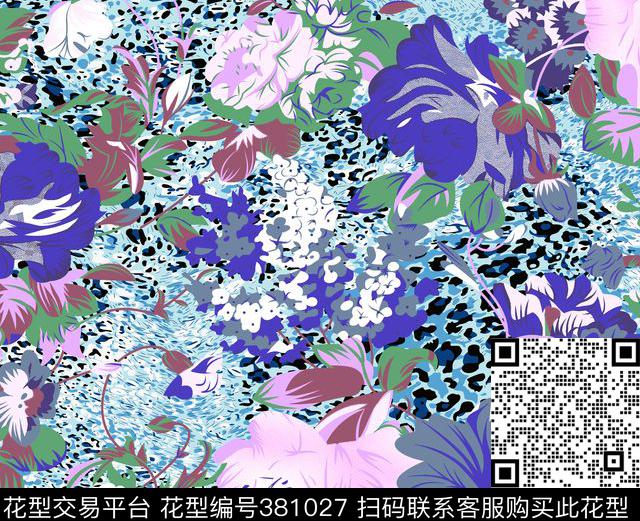 花卉几何豹纹传统印花华亿平台下载（图片编号: 381027） - 瓦栏（Walan）