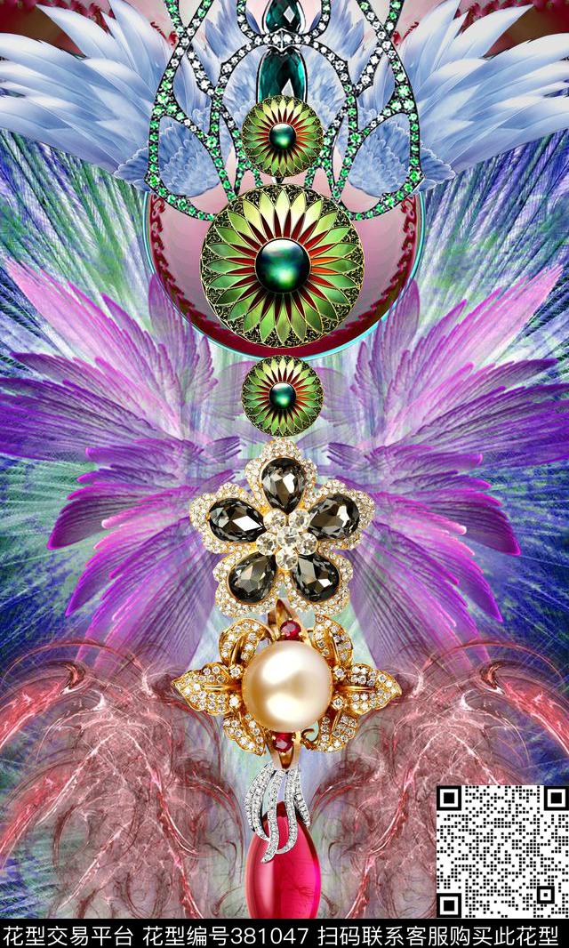 抽象宝石珠宝宝石数码印花华亿平台下载（图片编号: 381047） - 瓦栏（Walan）