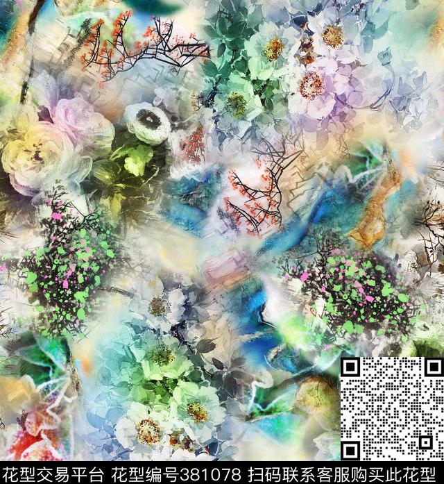 大气花卉数码印花华亿平台下载（图片编号: 381078） - 瓦栏（Walan）