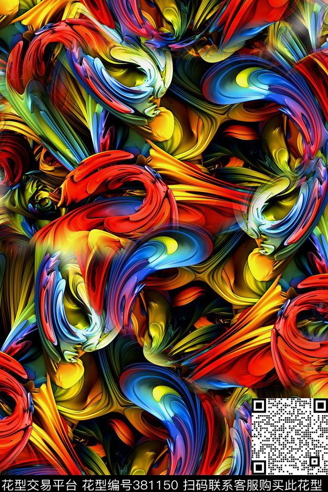 抽象肌理几何数码印花华亿平台下载（图片编号: 381150） - 瓦栏（Walan）