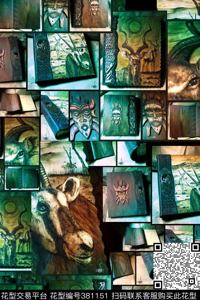 民族风格子几何动物数码印花华亿平台下载（图片编号: 381151） - 瓦栏（Walan）