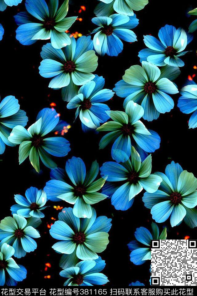 灰色图抽象花数码印花华亿平台下载（图片编号: 381165） - 瓦栏（Walan）