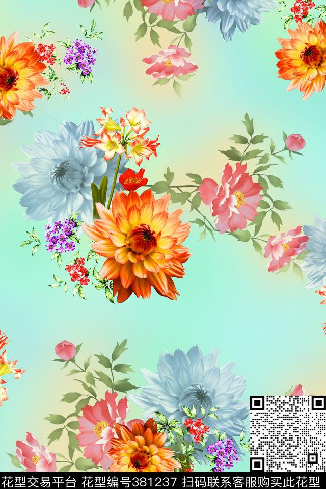 花卉小清新泳装数码印花华亿平台下载（图片编号: 381237） - 瓦栏（Walan）