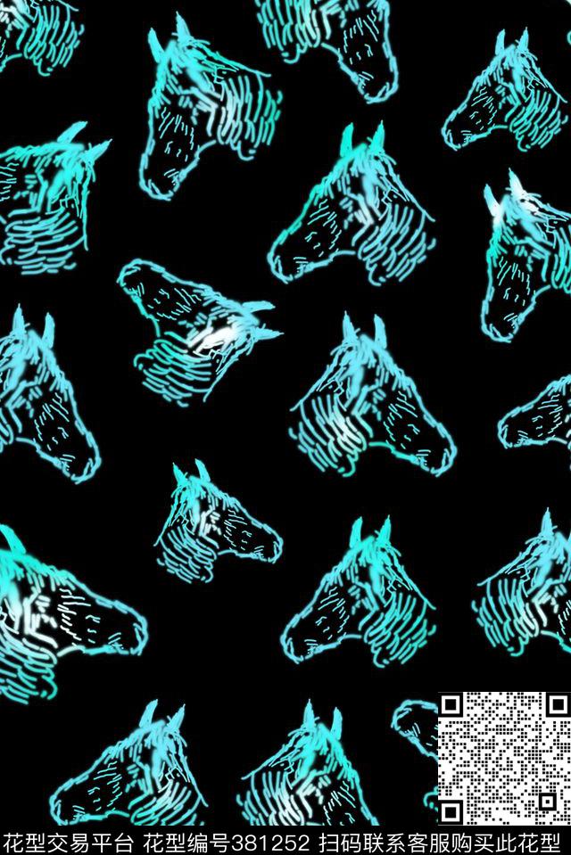 手绘动物马数码印花华亿平台下载（图片编号: 381252） - 瓦栏（Walan）