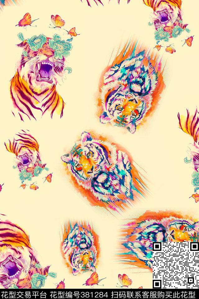 卡通昆虫热带叶子数码印花华亿平台下载（图片编号: 381284） - 瓦栏（Walan）