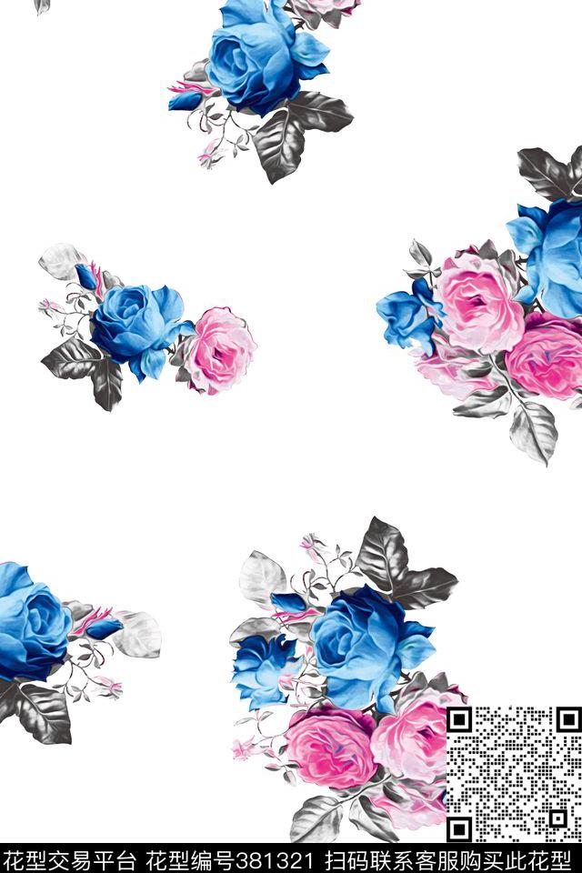 花卉露底清爽传统印花华亿平台下载（图片编号: 381321） - 瓦栏（Walan）