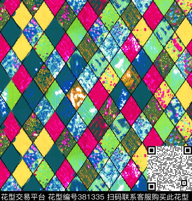 几何菱形格子传统印花华亿平台下载（图片编号: 381335） - 瓦栏（Walan）