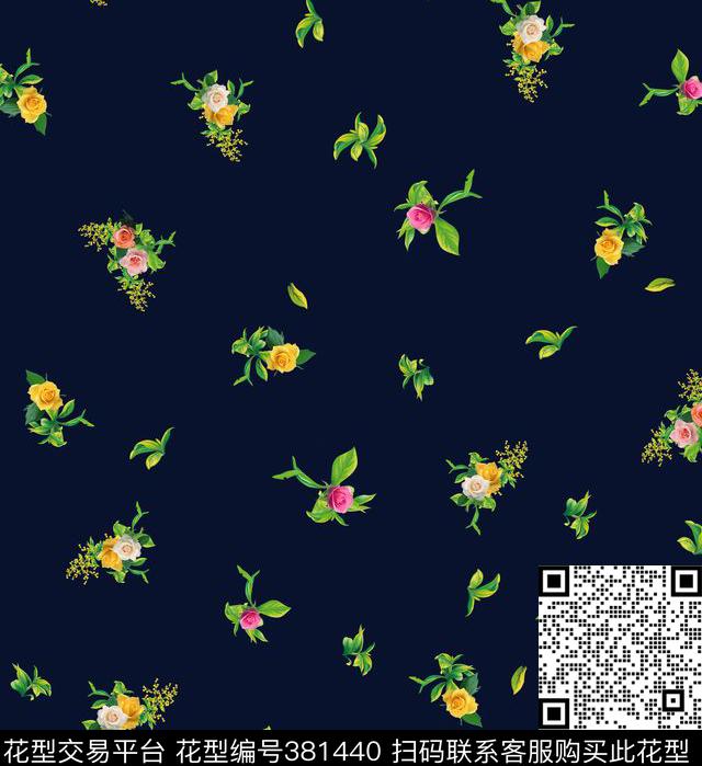 碎花玫瑰叶子数码印花华亿平台下载（图片编号: 381440） - 瓦栏（Walan）