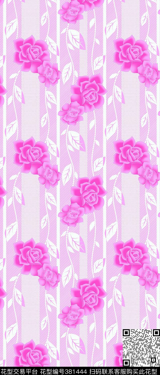花卉经编玫瑰传统印花华亿平台下载（图片编号: 381444） - 瓦栏（Walan）