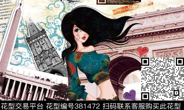 建筑建筑女孩数码印花华亿平台下载（图片编号: 381472） - 瓦栏（Walan）