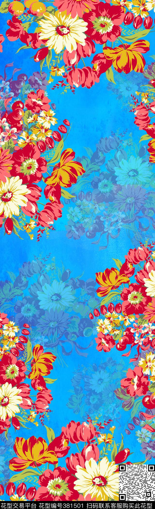 花卉肌理花卉组合数码印花华亿平台下载（图片编号: 381501） - 瓦栏（Walan）