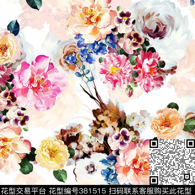 大气油画花卉艺彩——小清新数码印花华亿平台下载（图片编号: 381515） - 瓦栏（Walan）