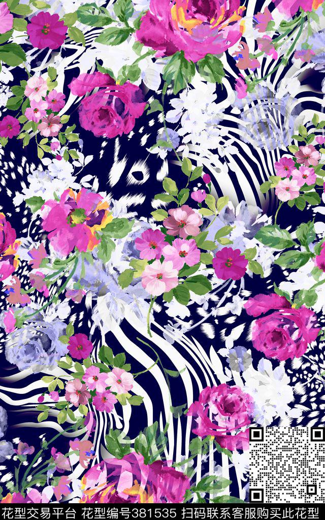 优雅豹纹玫瑰数码印花华亿平台下载（图片编号: 381535） - 瓦栏（Walan）