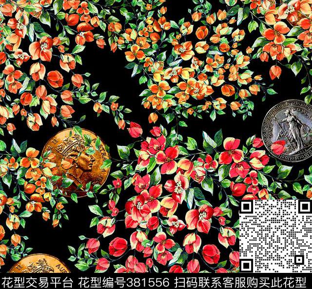 古币花卉数码印花华亿平台下载（图片编号: 381556） - 瓦栏（Walan）