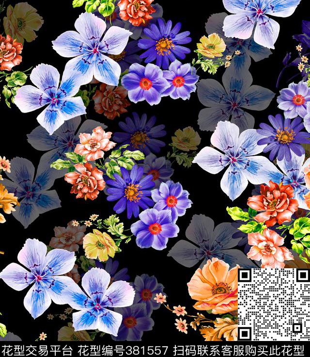 花卉数码印花华亿平台下载（图片编号: 381557） - 瓦栏（Walan）