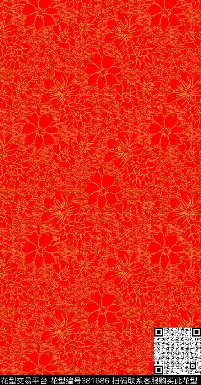 满底花底纹墙纸传统印花华亿平台下载（图片编号: 381686） - 瓦栏（Walan）