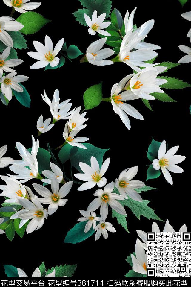 花卉树叶百合数码印花华亿平台下载（图片编号: 381714） - 瓦栏（Walan）