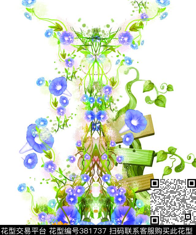 写意积木花荧光积木花贲定位女装数码印花华亿平台下载（图片编号: 381737） - 瓦栏（Walan）