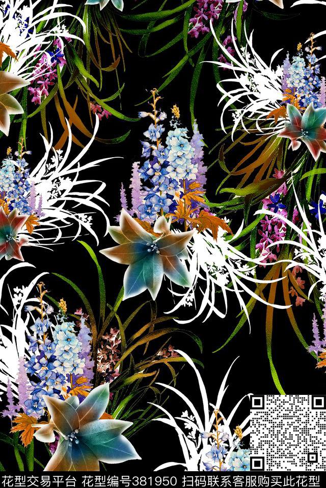 花卉女装叶子数码印花华亿平台下载（图片编号: 381950） - 瓦栏（Walan）