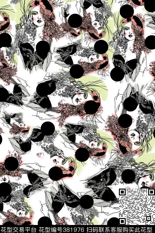 人物波点模特传统印花华亿平台下载（图片编号: 381976） - 瓦栏（Walan）