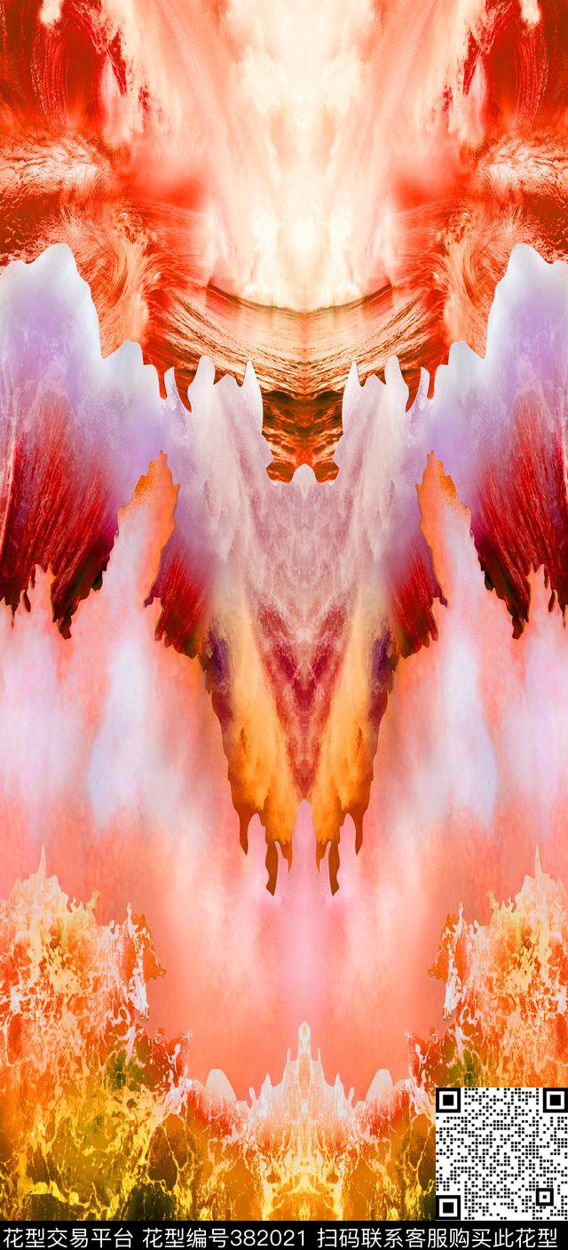 抽象对称数码印花华亿平台下载（图片编号: 382021） - 瓦栏（Walan）