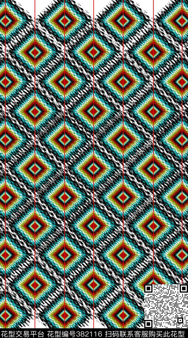 民族风抽象机理传统印花华亿平台下载（图片编号: 382116） - 瓦栏（Walan）