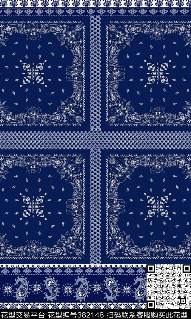 中国风单色花时尚定位传统印花华亿平台下载（图片编号: 382148） - 瓦栏（Walan）