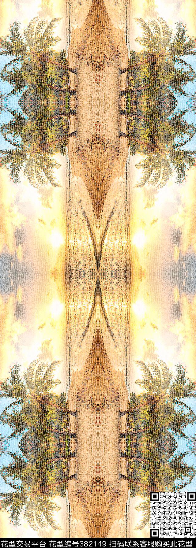 岛屿抽象椰树数码印花华亿平台下载（图片编号: 382149） - 瓦栏（Walan）