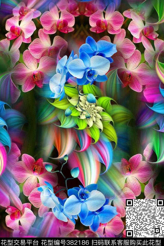 花灰色图抽像数码印花华亿平台下载（图片编号: 382186） - 瓦栏（Walan）