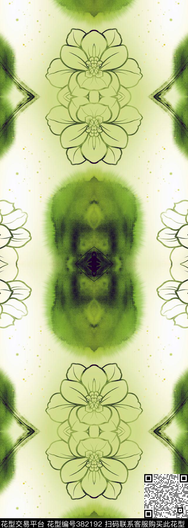 抽象荷花叶数码印花华亿平台下载（图片编号: 382192） - 瓦栏（Walan）