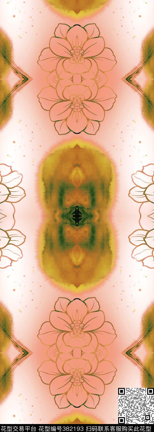 抽象荷花叶数码印花华亿平台下载（图片编号: 382193） - 瓦栏（Walan）