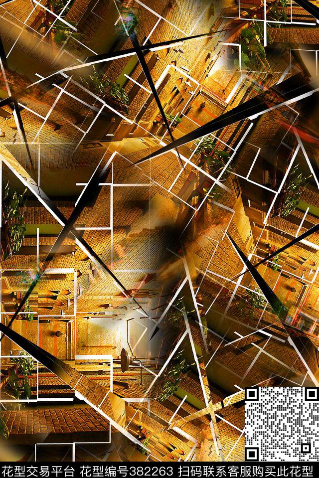 风景几何泳装数码印花华亿平台下载（图片编号: 382263） - 瓦栏（Walan）