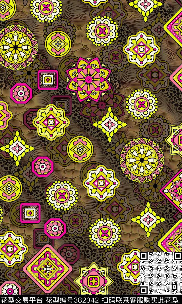 民族风豹纹欧式复古传统印花华亿平台下载（图片编号: 382342） - 瓦栏（Walan）